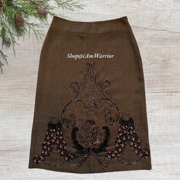 Anthropologie NWT RARE 2002 hand beaded tweed skirt *shop@iamwarrior - Picture 5 of 11